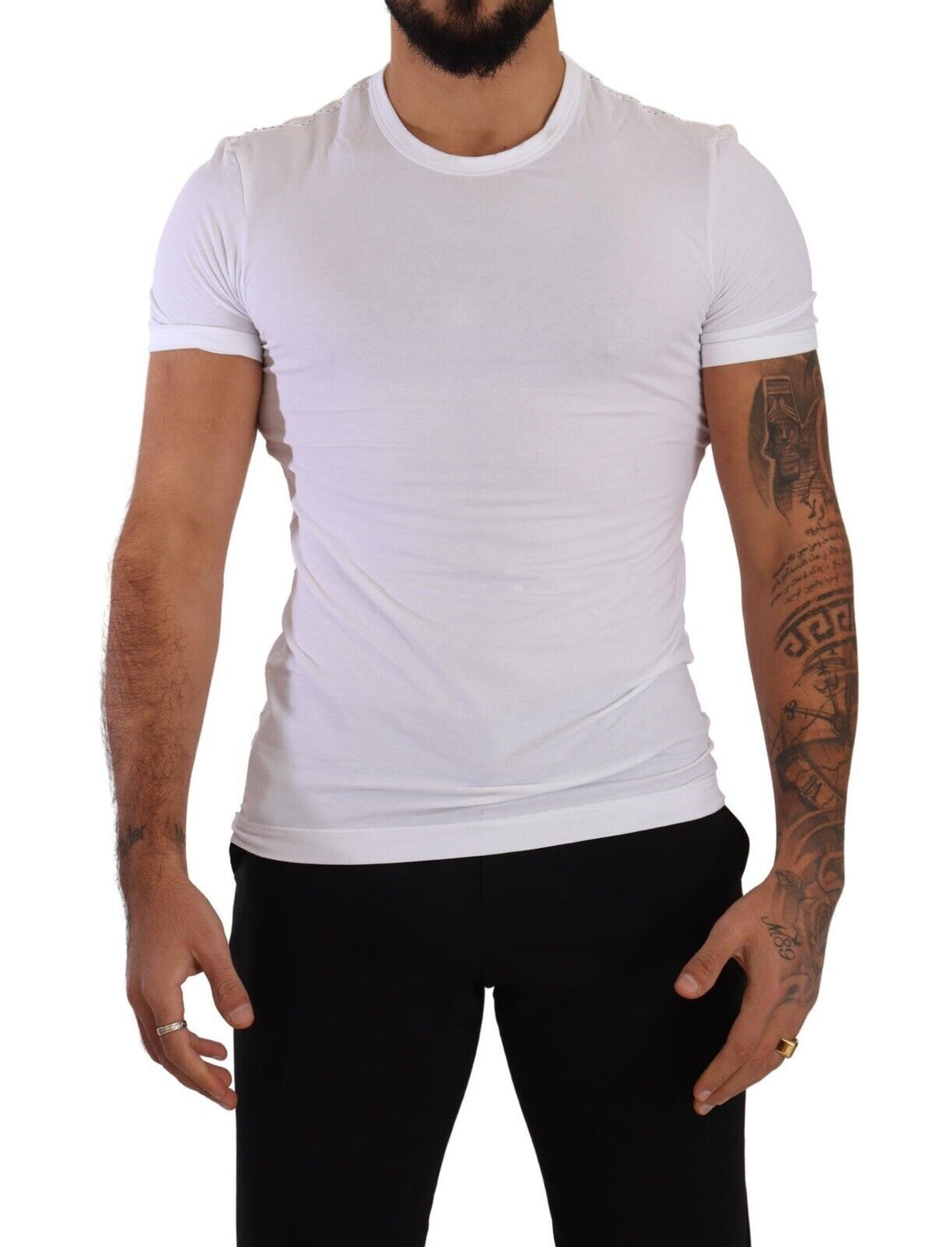 Dolce &amp;amp; Gabbana Vit Rundhalsad Bomulls Stretchig T-shirt Underkläder