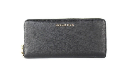 Michael Kors Jet Set Travel stor svart pebble läder Continental handledsplånbok
