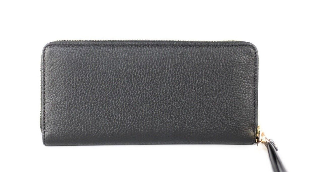 Michael Kors Jet Set Travel stor svart pebble läder Continental handledsplånbok