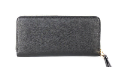 Michael Kors Jet Set Travel stor svart pebble läder Continental handledsplånbok