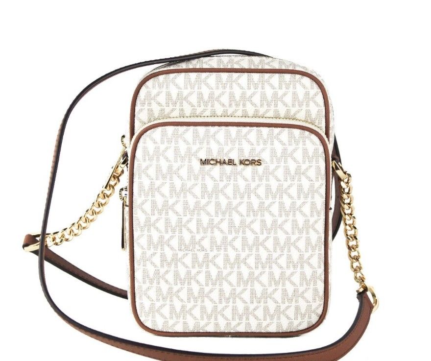 Michael Kors Jet Set Medium Vanilla PVC North South Chain Axelremsväska