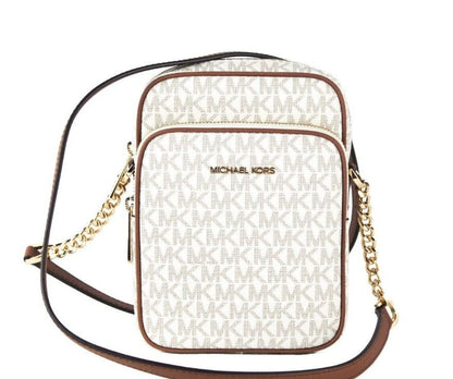 Michael Kors Jet Set Medium Vanilla PVC North South Chain Axelremsväska