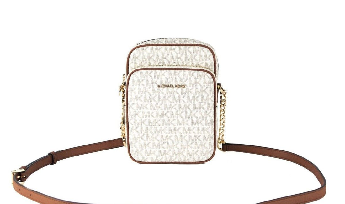 Michael Kors Jet Set Medium Vanilla PVC North South Chain Axelremsväska