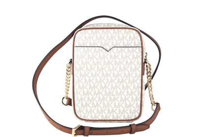 Michael Kors Jet Set Medium Vanilla PVC North South Chain Axelremsväska