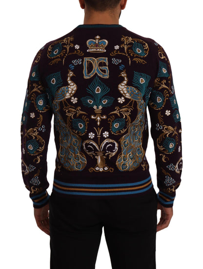 Dolce &amp;amp; Gabbana Bordeaux Cashmere DG Crown Broderad Tröja