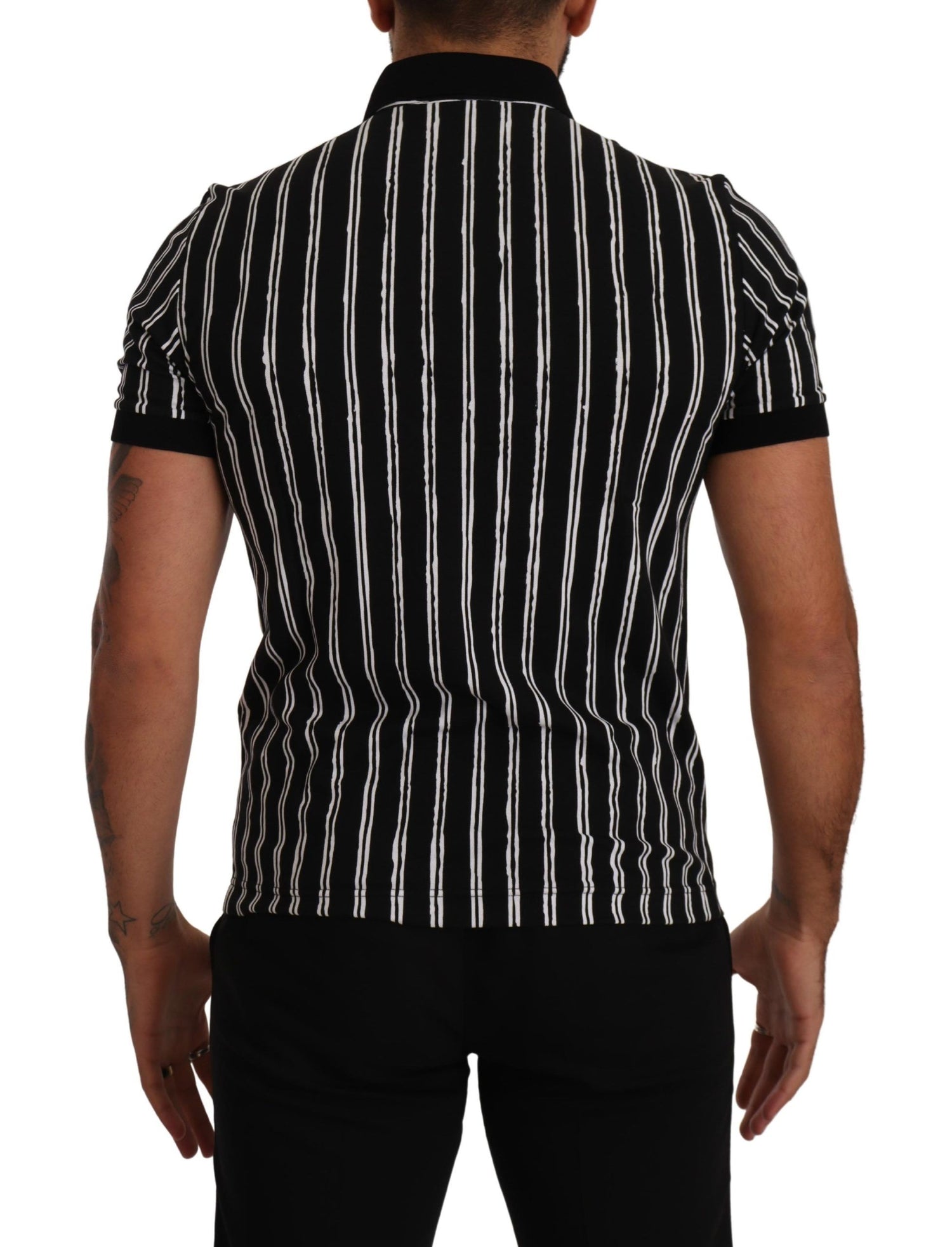 Dolce &amp;amp; Gabbana Svartvit Randig Polo Kortärmad T-shirt