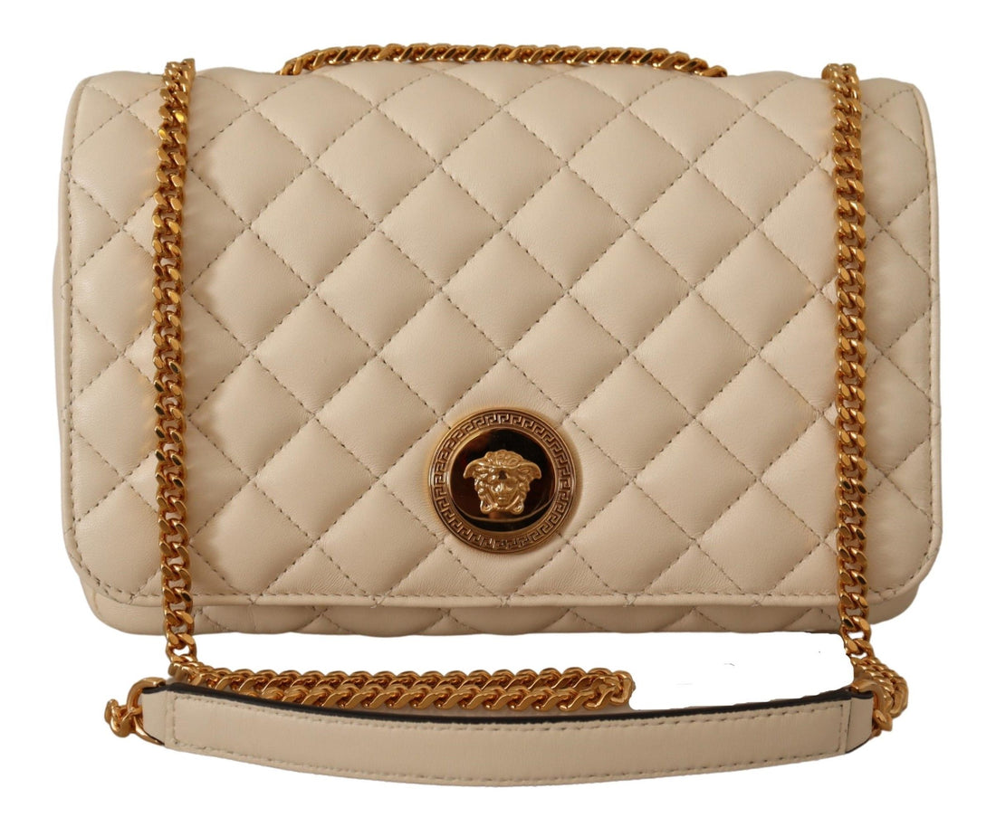 Versace Elegant Vit Axelväska i Nappaläder