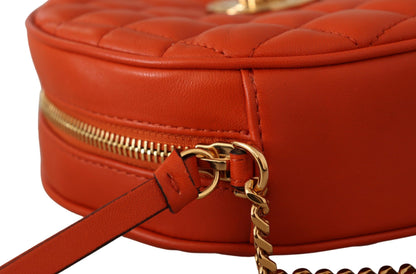 Versace Elegant Rund Axelremsväska i Nappaläder