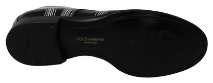 Dolce &amp;amp; Gabbana Svarta Läder Derby Formella Vita Spetsskor