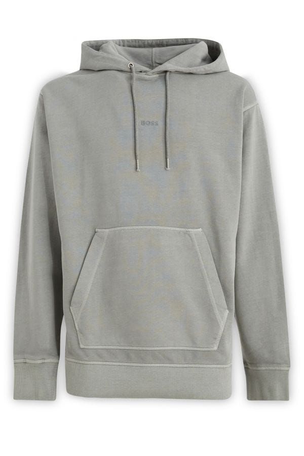 Hugo Boss Elegant Grå Bomulls Huvtröja