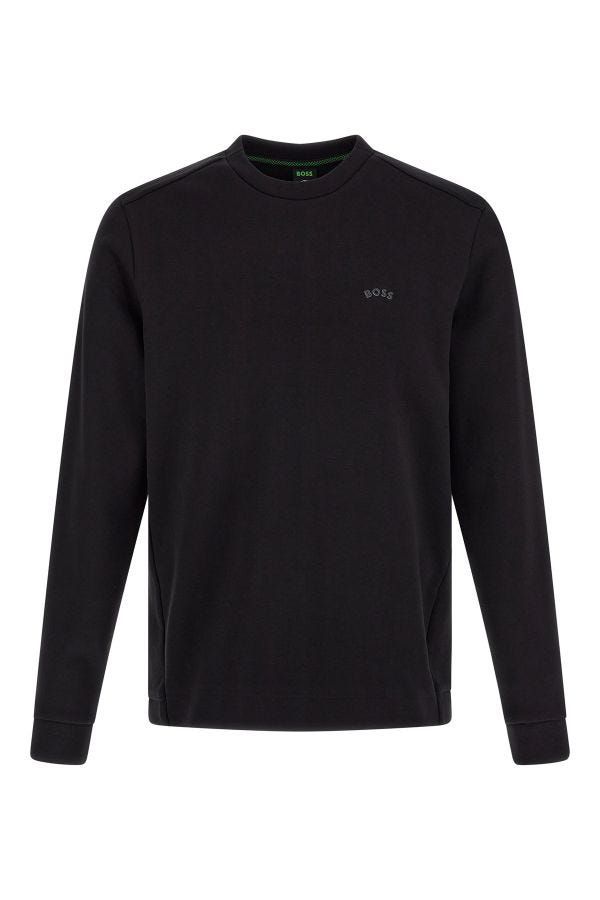 Hugo Boss Elegant Svart Bomullströja Rund Halsad
