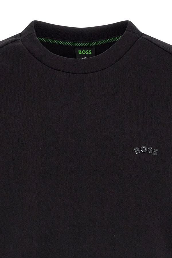 Hugo Boss Elegant Svart Bomullströja Rund Halsad