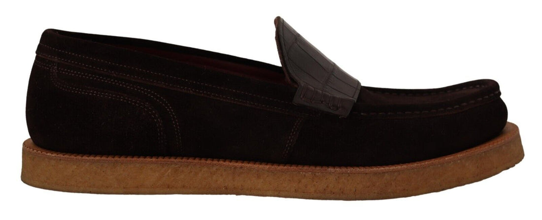 Dolce &amp;amp; Gabbana Bruna Mocka Läder Slip On Flats Mockasinskor