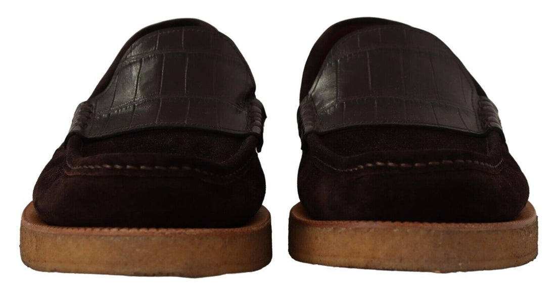 Dolce &amp;amp; Gabbana Bruna Mocka Läder Slip On Flats Mockasinskor