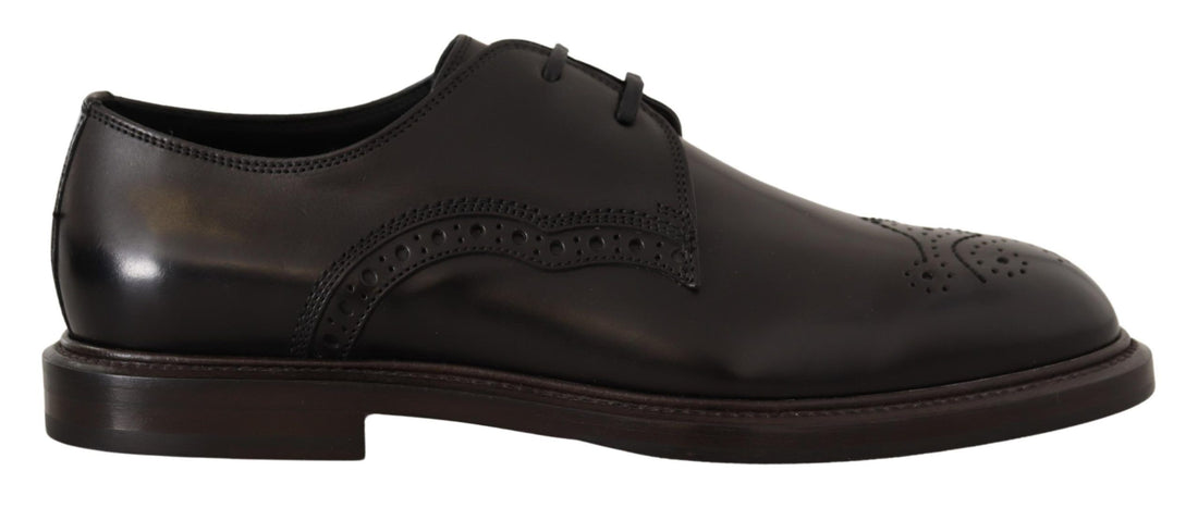 Dolce &amp;amp; Gabbana Svarta Läderklädsel Derbyskor