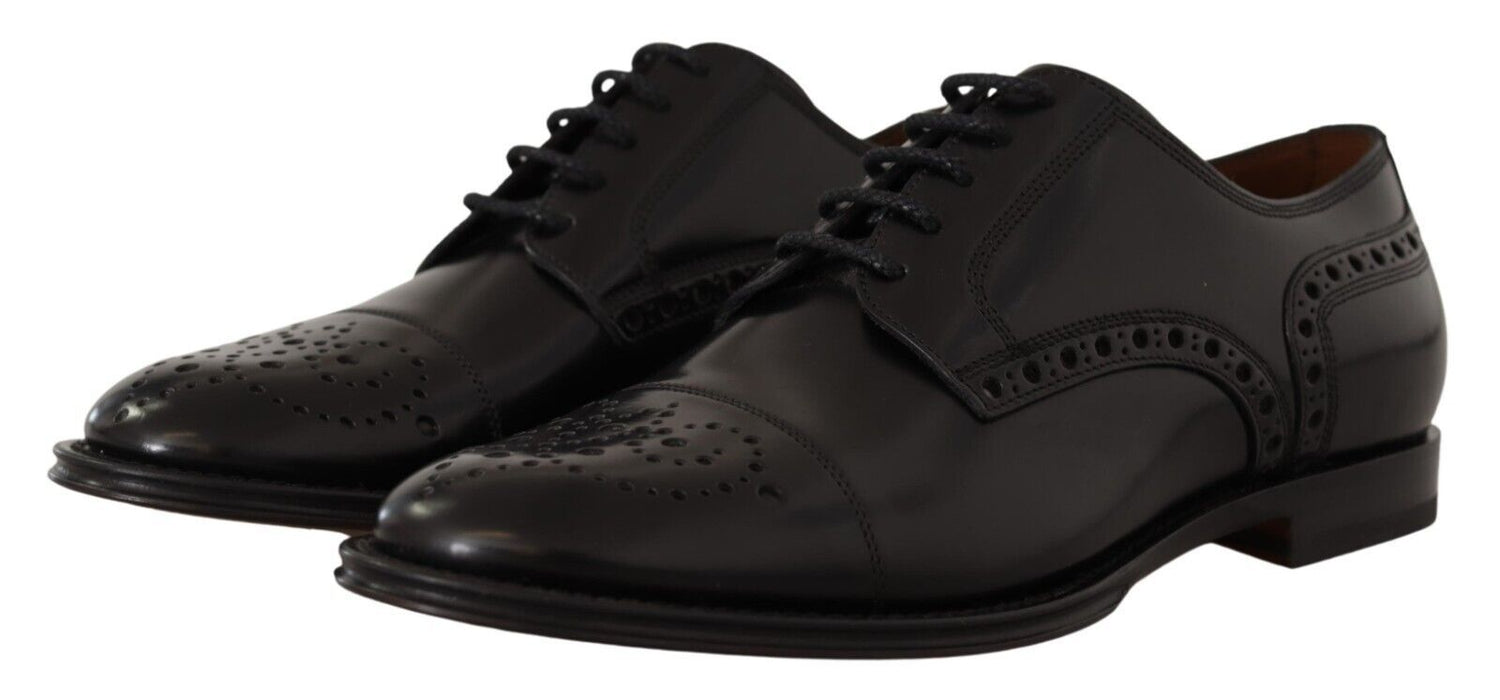 Dolce &amp;amp; Gabbana Svarta Läder Wingtip Herr Formella Derbyskor