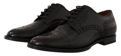 Dolce &amp;amp; Gabbana Svarta Läder Wingtip Herr Formella Derbyskor