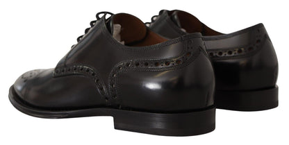 Dolce &amp;amp; Gabbana Svarta Läder Wingtip Herr Formella Derbyskor