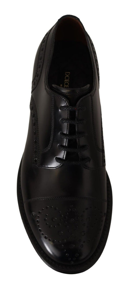 Dolce &amp;amp; Gabbana Svarta Läder Wingtip Herr Formella Derbyskor