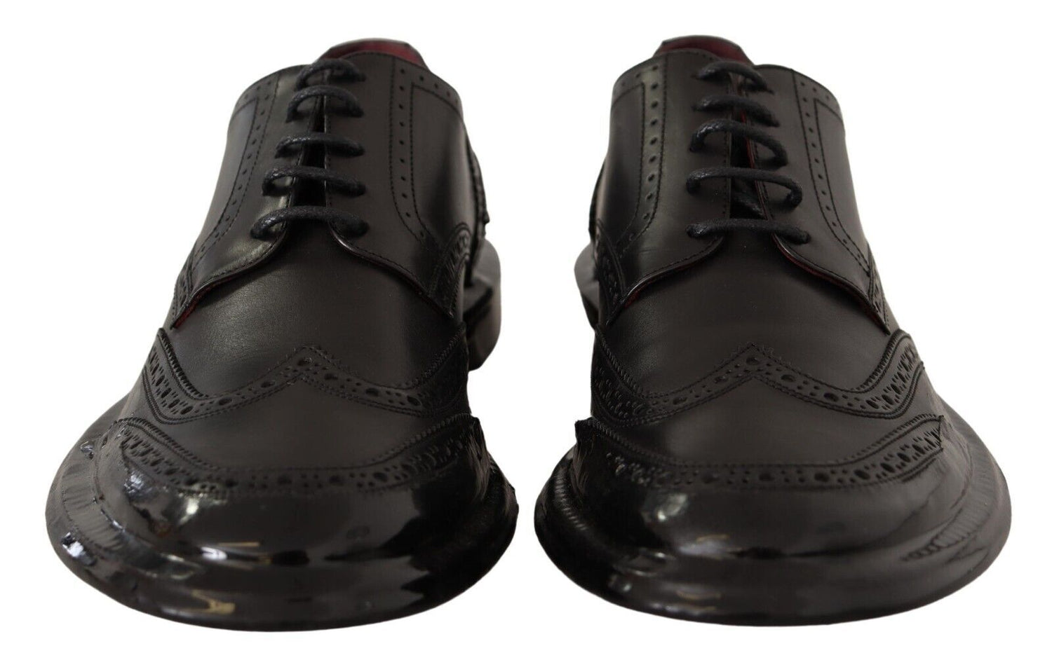 Dolce &amp;amp; Gabbana Svarta Oxford Läder Wingtip Formella Derbyskor