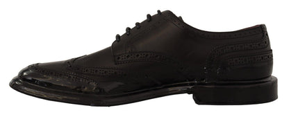Dolce &amp;amp; Gabbana Svarta Oxford Läder Wingtip Formella Derbyskor