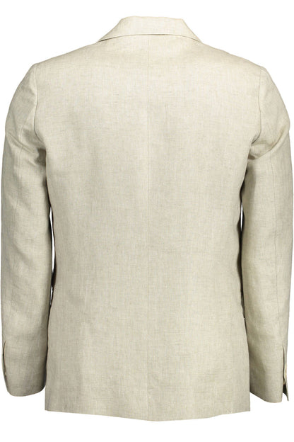 Gant Beige Linnejacka Klassisk med Logotypdetaljer