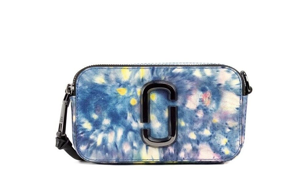 Marc Jacobs The Snapshot-väska Akvarellblått tryckt läderaxelväska