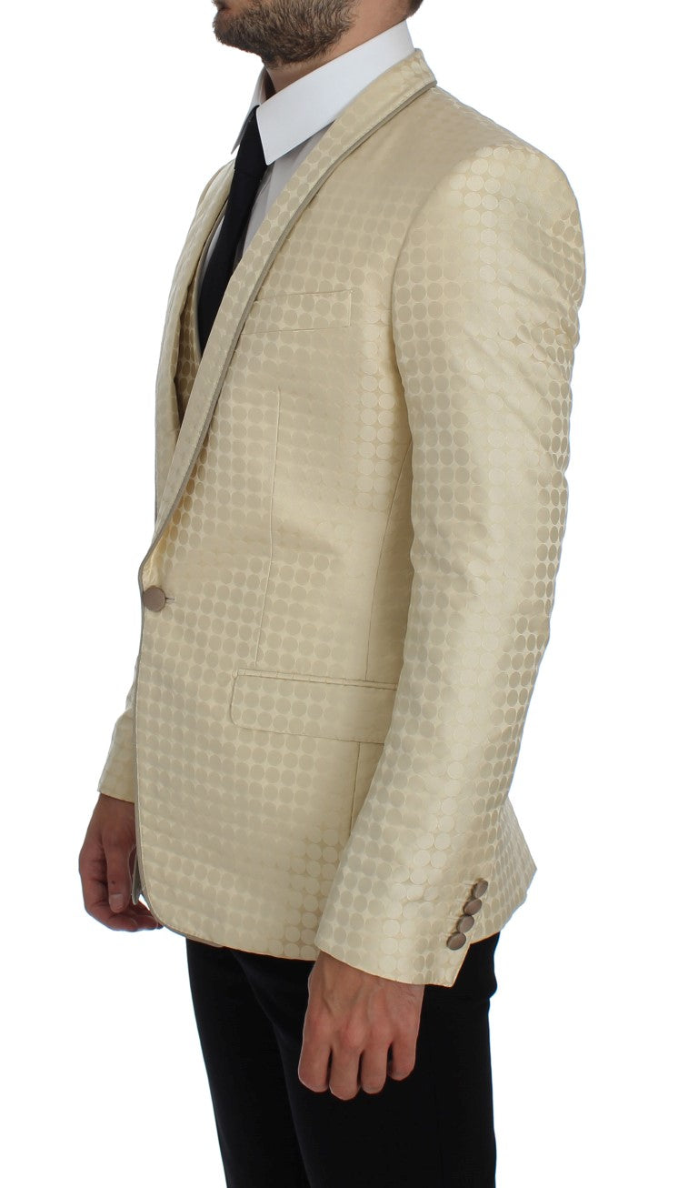 Dolce &amp;amp; Gabbana Beige Prickig Sidenkavaj i 2 delar