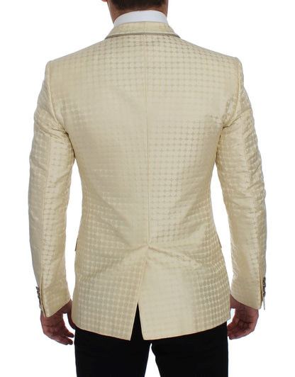 Dolce &amp;amp; Gabbana Beige Prickig Sidenkavaj i 2 delar