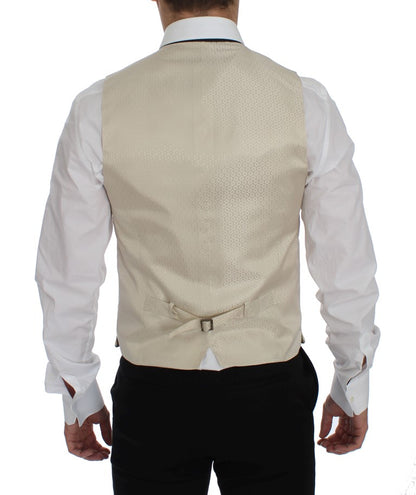 Dolce &amp;amp; Gabbana Beige Prickig Sidenkavaj i 2 delar