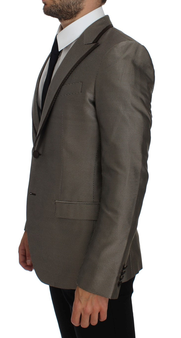 Dolce &amp;amp; Gabbana Brun Slim Fit Sidenkavaj med Två Knappar
