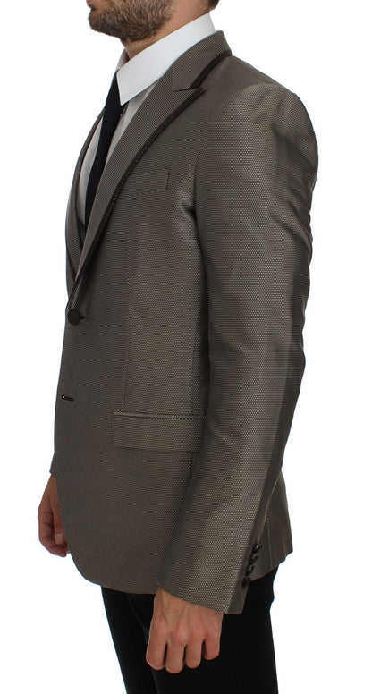 Dolce &amp;amp; Gabbana Brun Slim Fit Sidenkavaj med Två Knappar