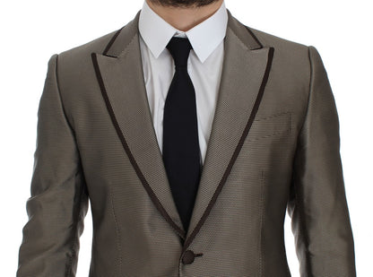 Dolce &amp;amp; Gabbana Brun Slim Fit Sidenkavaj med Två Knappar