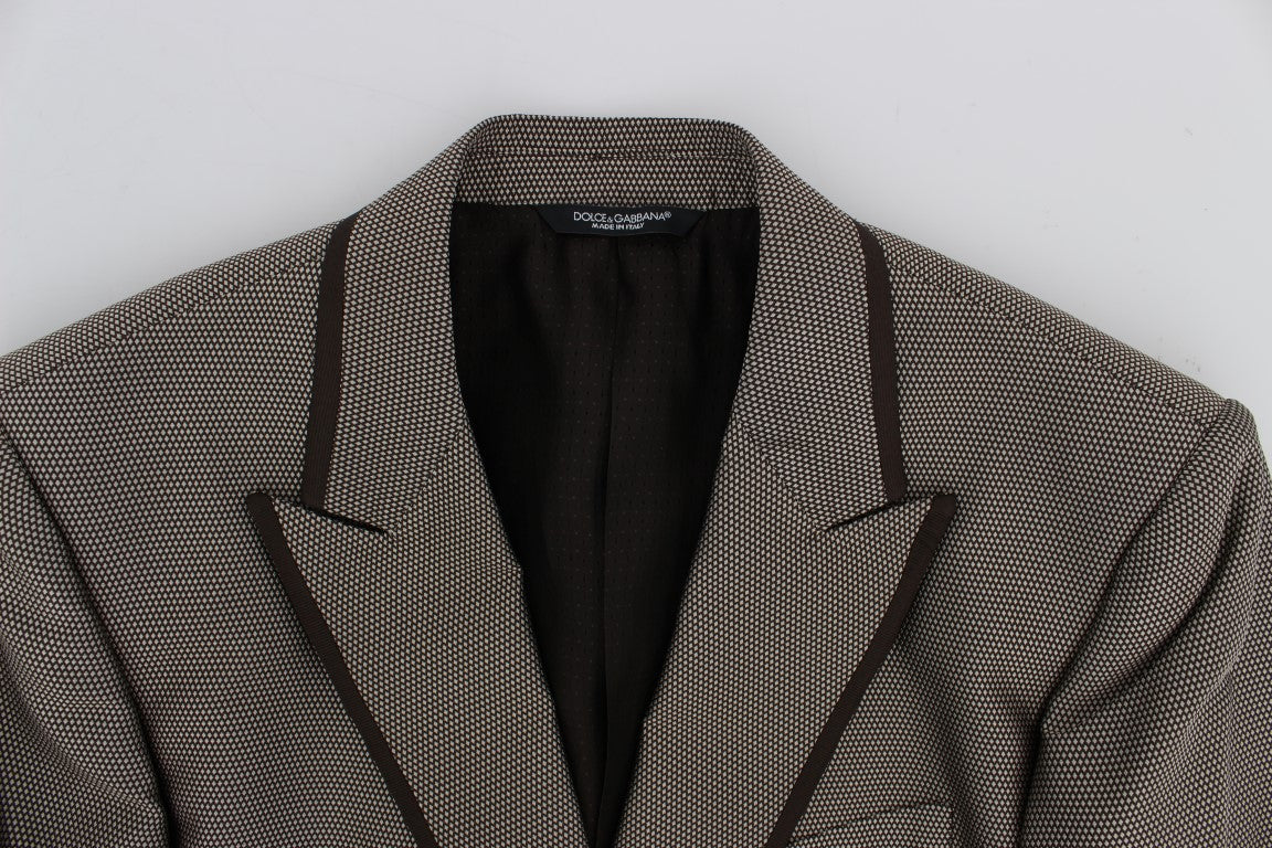 Dolce &amp;amp; Gabbana Brun Slim Fit Sidenkavaj med Två Knappar