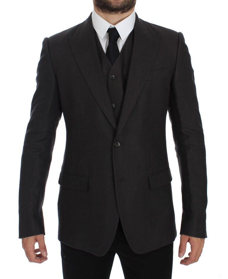 Dolce &amp;amp; Gabbana Grå Slim Fit Linnekavaj