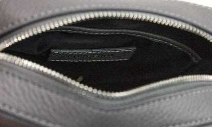 Burberry Thornton Liten Grå Präglad Logotyp Kornig Läder Axelremsväska