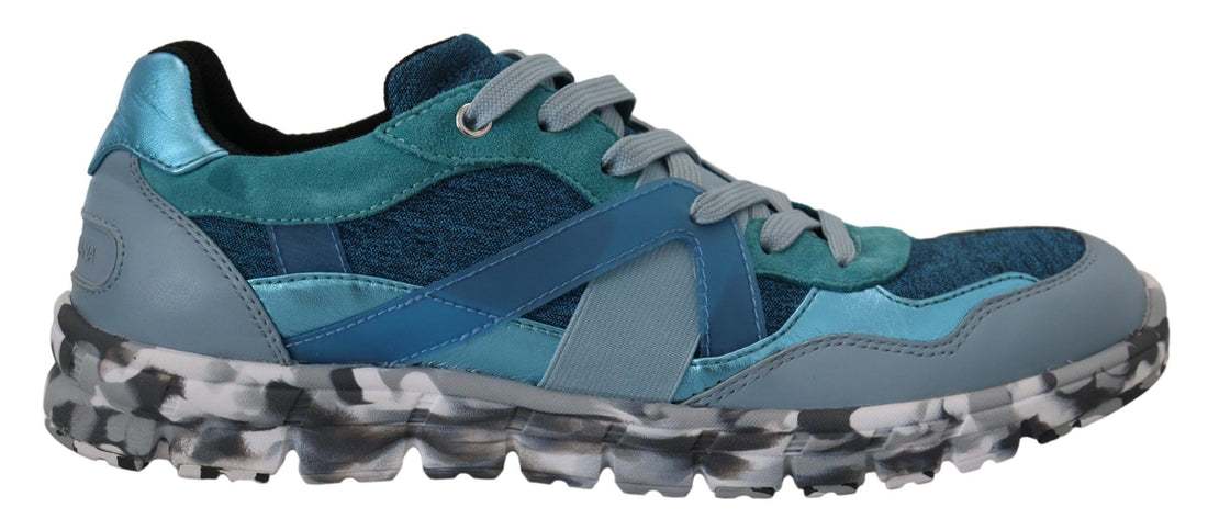 Dolce &amp;amp; Gabbana Blågrå Läder Sport Låga Sneakers