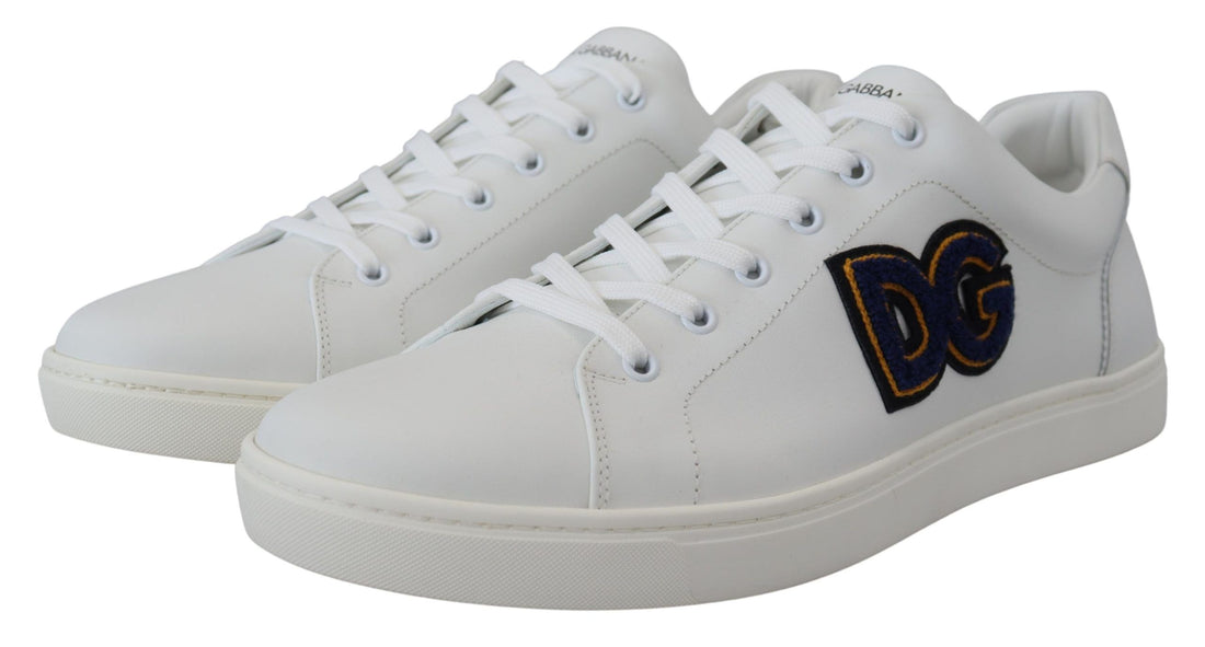 Dolce &amp;amp; Gabbana Vita Läder DG Logo Casual Sneakers Skor