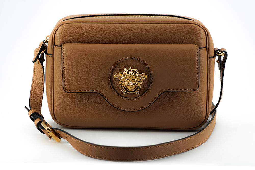 Versace Elegant Brun Läderkameraväska Axelväska