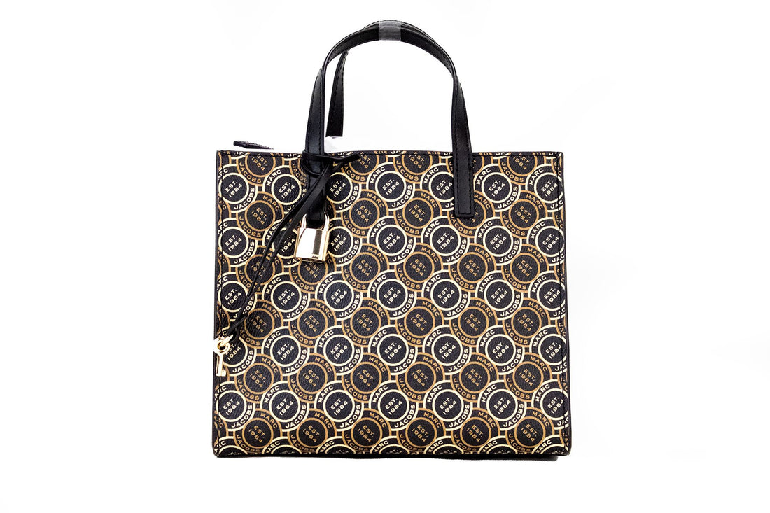 Marc Jacobs Mini Grind Signet Printed Leather Axelremsväska i Läder