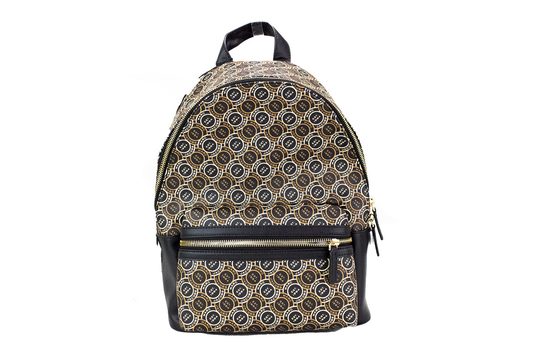 Marc Jacobs Signet Medium Svart Logotyptryckt Läderryggsäck med Axelrem och Bokväska