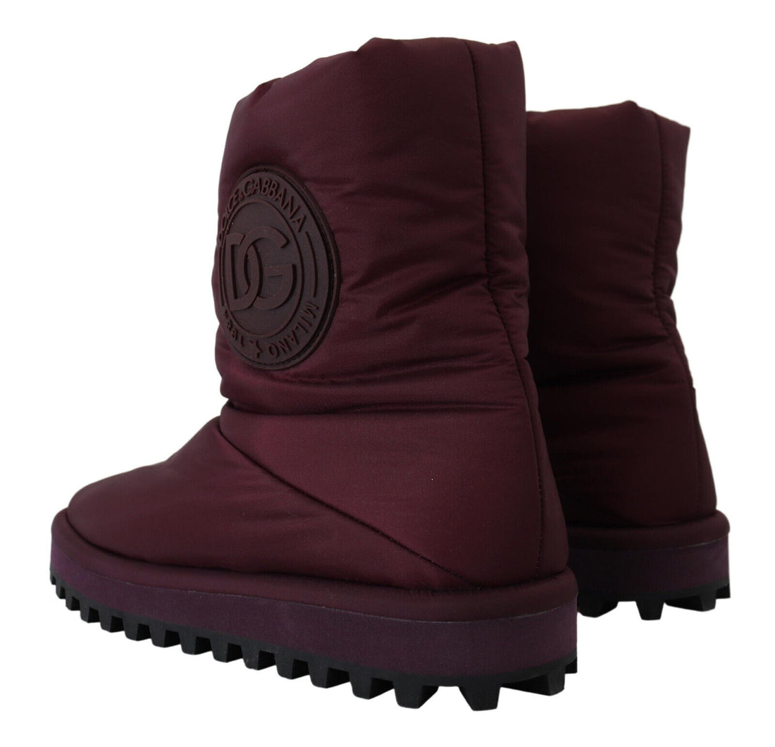Dolce &amp;amp; Gabbana Bordeaux Nylon Stövlar Vadderade Mellanhöga Skor