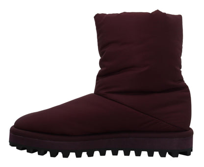 Dolce &amp;amp; Gabbana Bordeaux Nylon Stövlar Vadderade Mellanhöga Skor