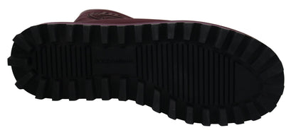 Dolce &amp;amp; Gabbana Bordeaux Nylon Stövlar Vadderade Mellanhöga Skor
