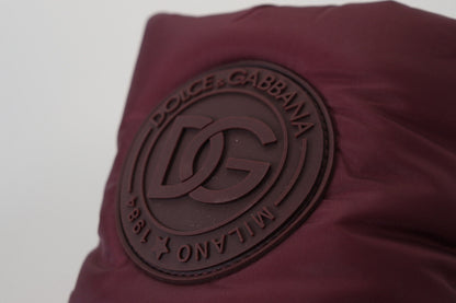 Dolce &amp;amp; Gabbana Bordeaux Nylon Stövlar Vadderade Mellanhöga Skor