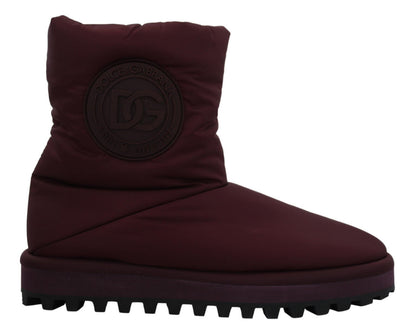 Dolce &amp;amp; Gabbana Bordeaux Nylon Stövlar Vadderade Mellanhöga Skor