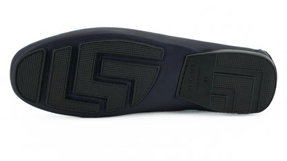 Versace Eleganta Marinblå Loafers i Kalvskinn