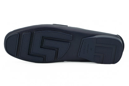 Versace Eleganta Marinblå Loafers i Kalvskinn