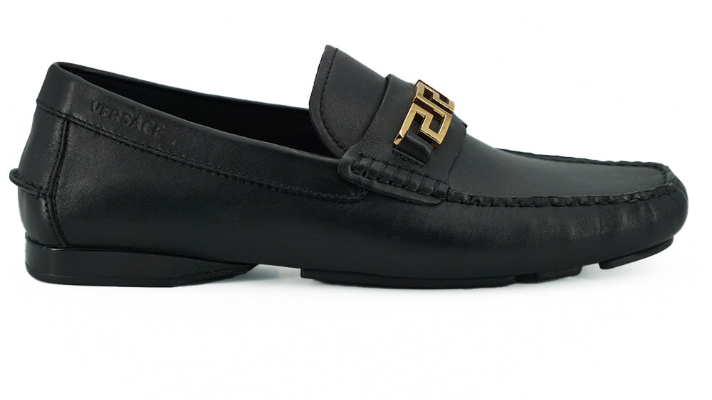 Versace Elegant Svarta Herrloafers i Kalvskinn