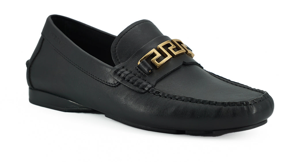 Versace Elegant Svarta Herrloafers i Kalvskinn